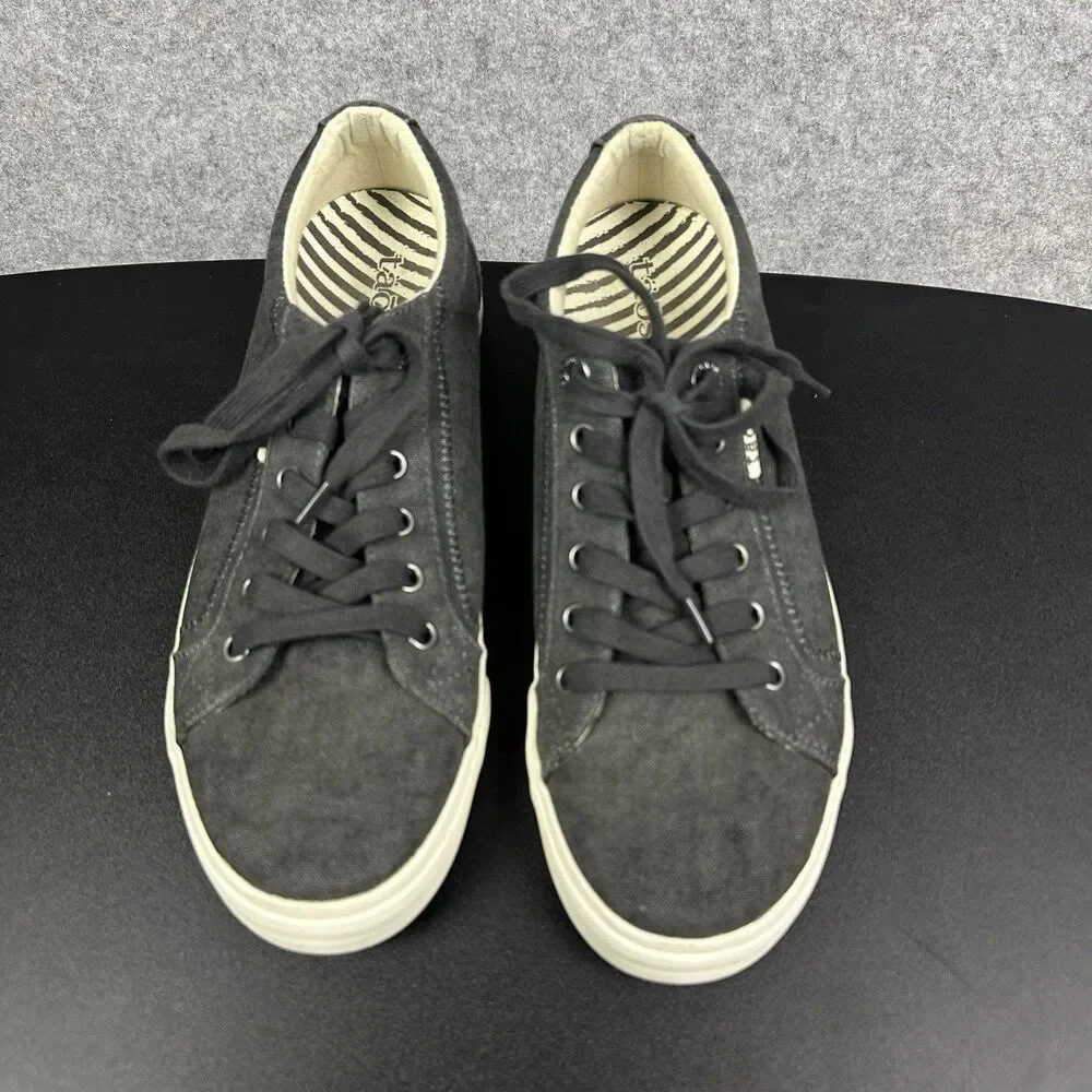 Taos Plim Soul Casual Shoes Womens 9.5 Gray Canvas Comfort Low Lace Up Sneakers